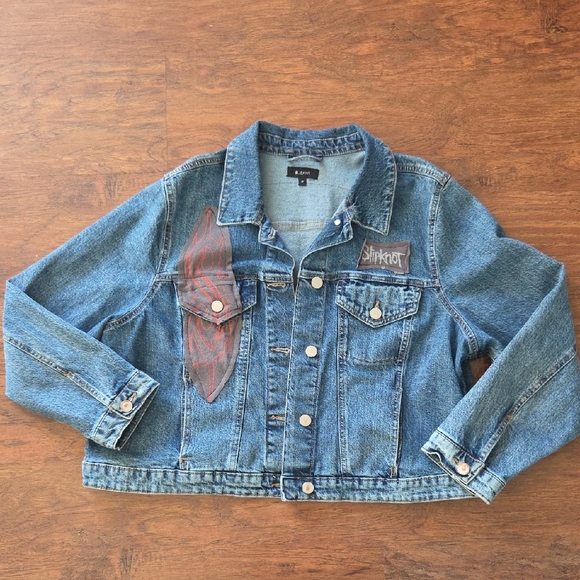 R jeans Jackets & Blazers - Slipknot Cropped Upcycled Jean Jacket